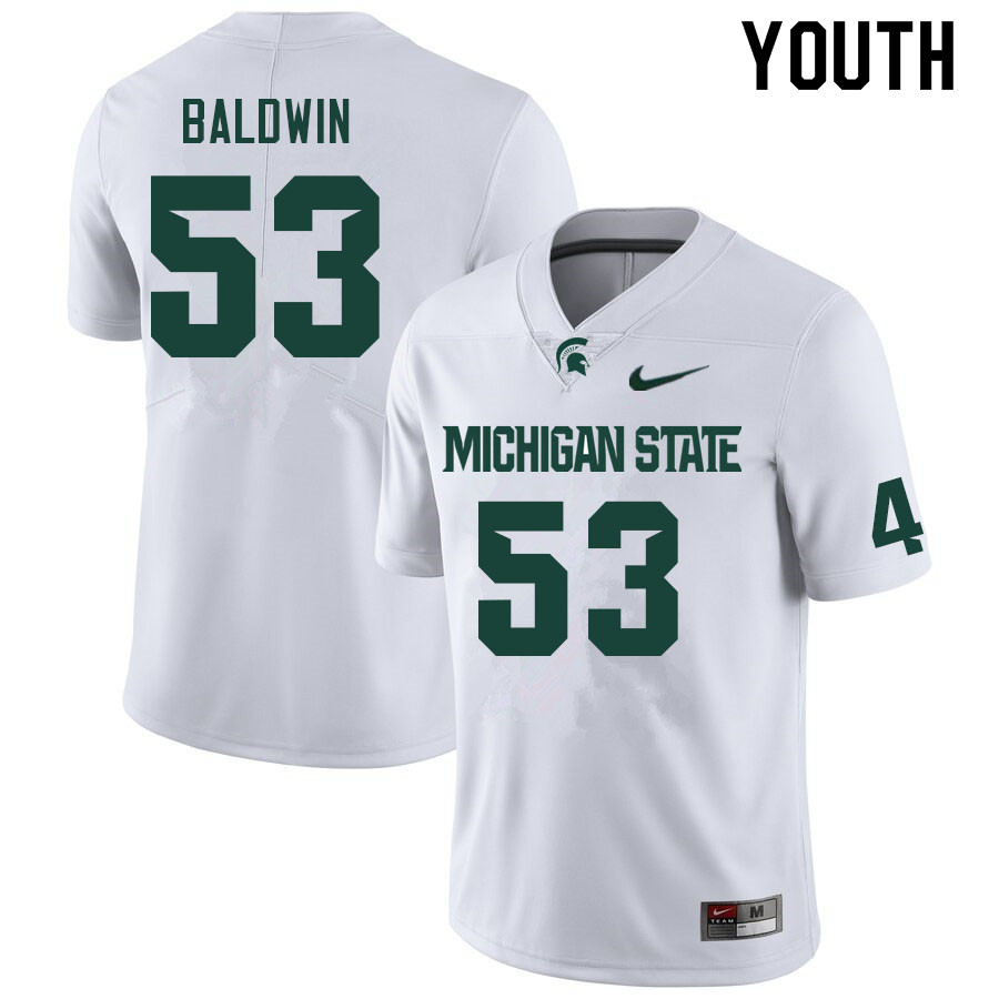 Youth #53 Brandon Baldwin Michigan State Spartans College Football Jerseys Sale-White